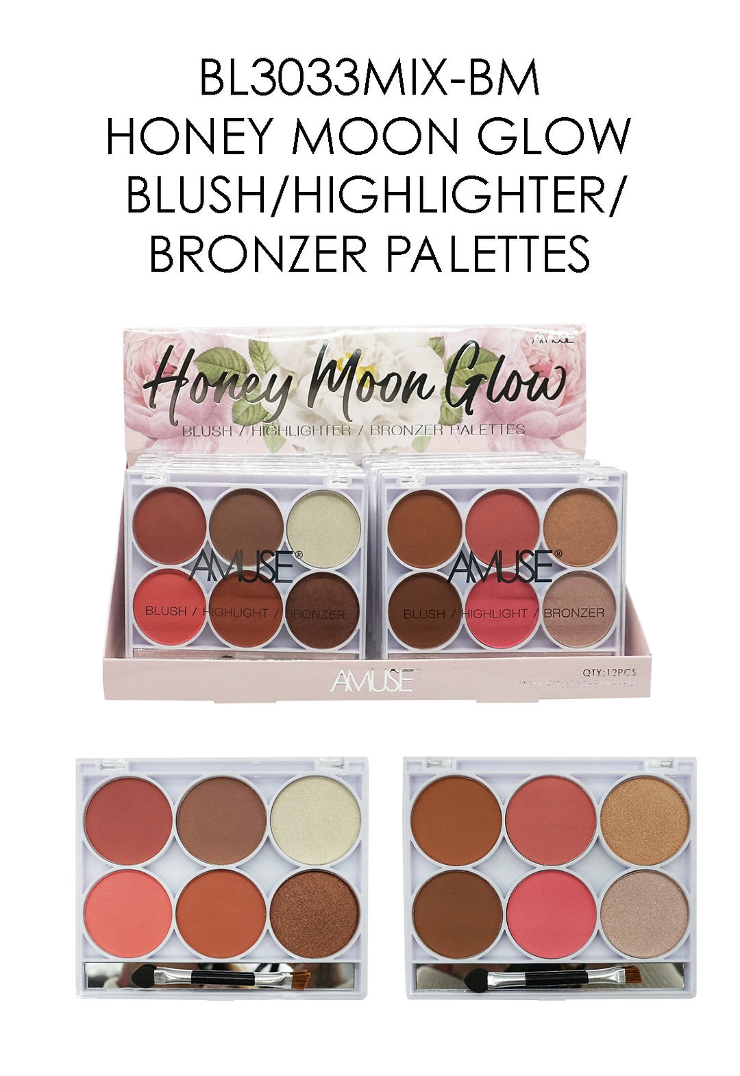 Amuse – Honey Moon Glow Blush / Highlighter / Bronzer Palettes