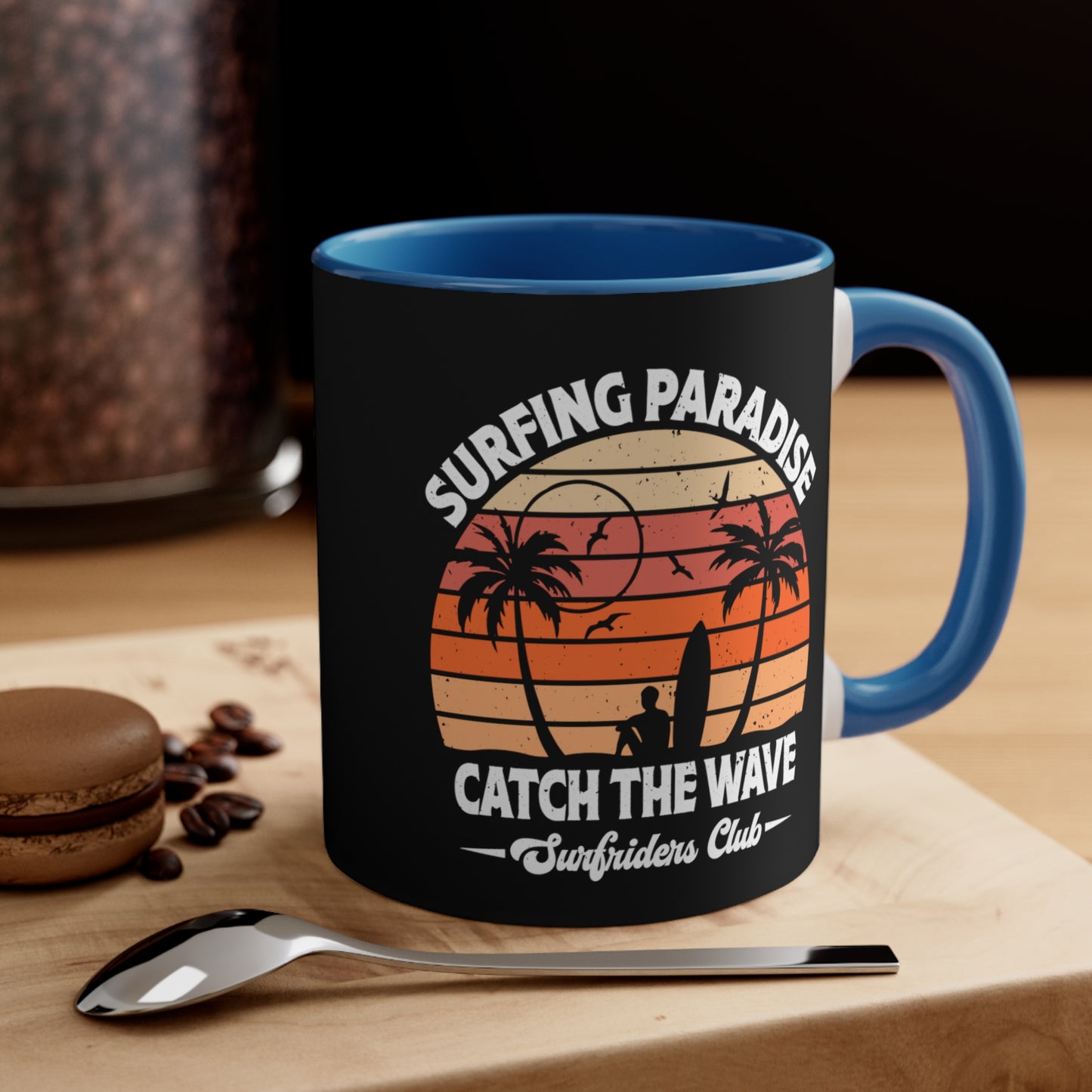 "Surfing Paradise Catch the Wave" Accent Coffee Mug, 11oz