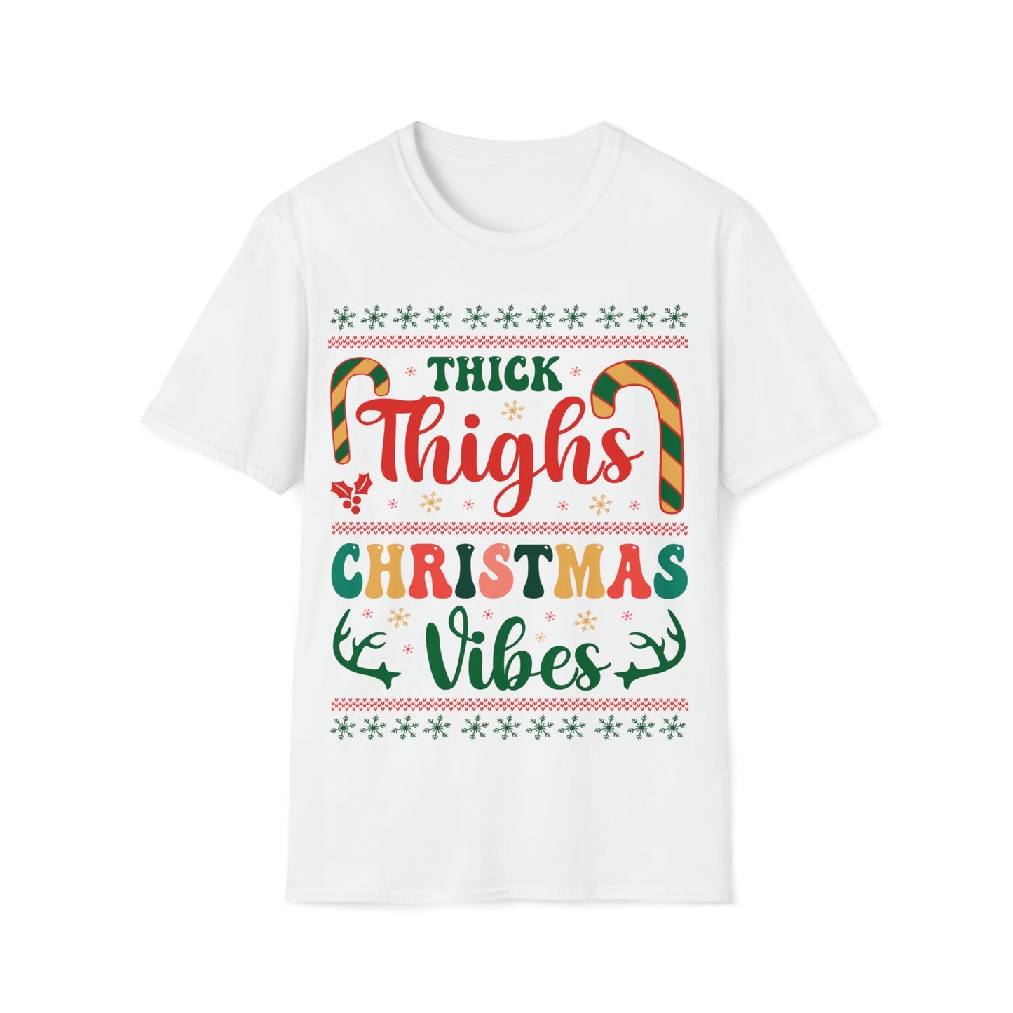 Thick Thighs Christmas Vibes Unisex Softstyle T-Shirt