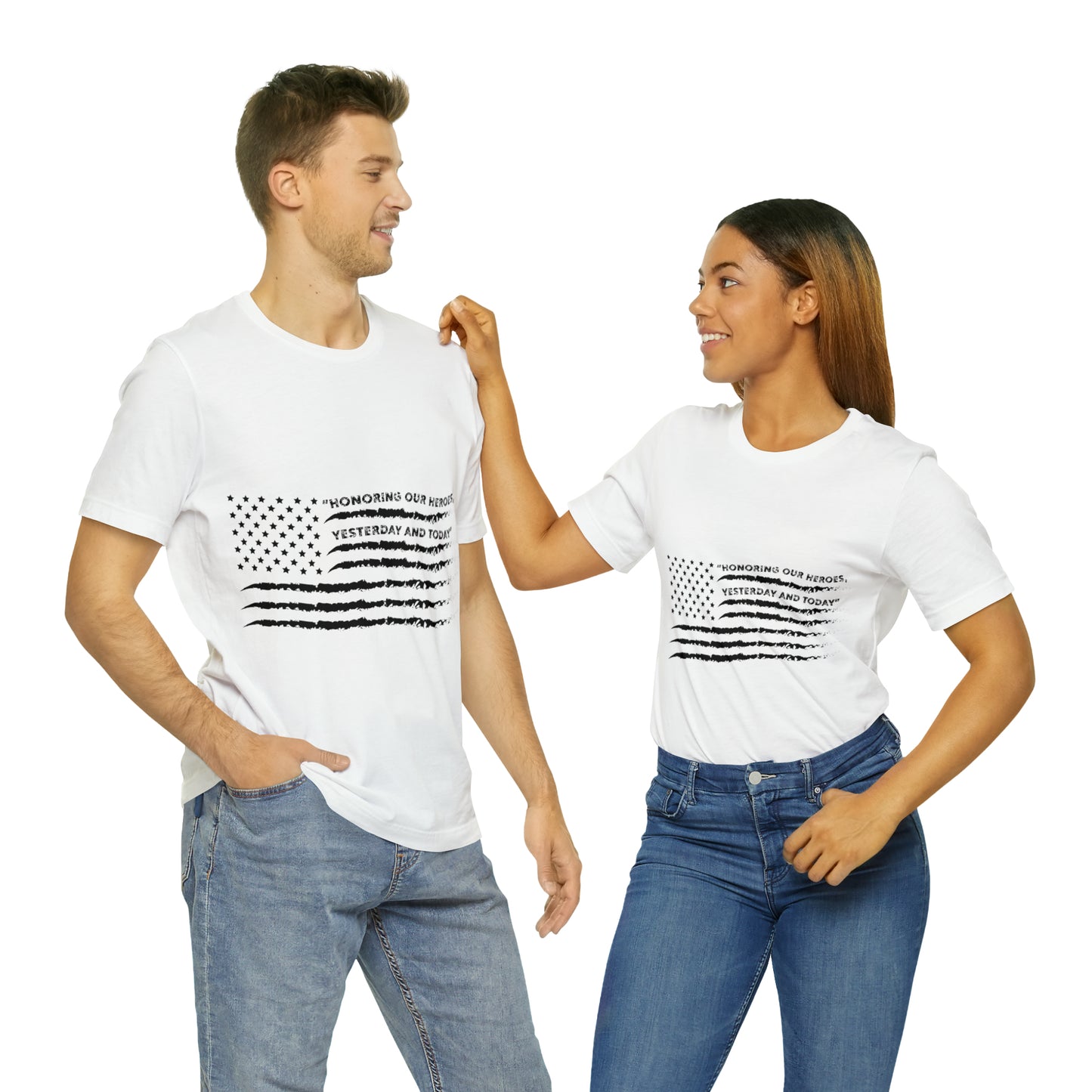 Unisex Jersey Short Sleeve Tee American Flag Memorial Day Honoring Heroes