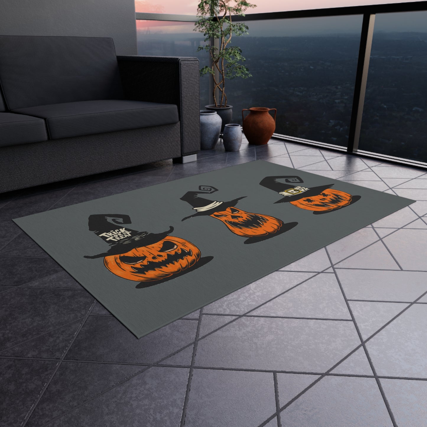 Spooky Pumpkin Trio Outdoor Rug