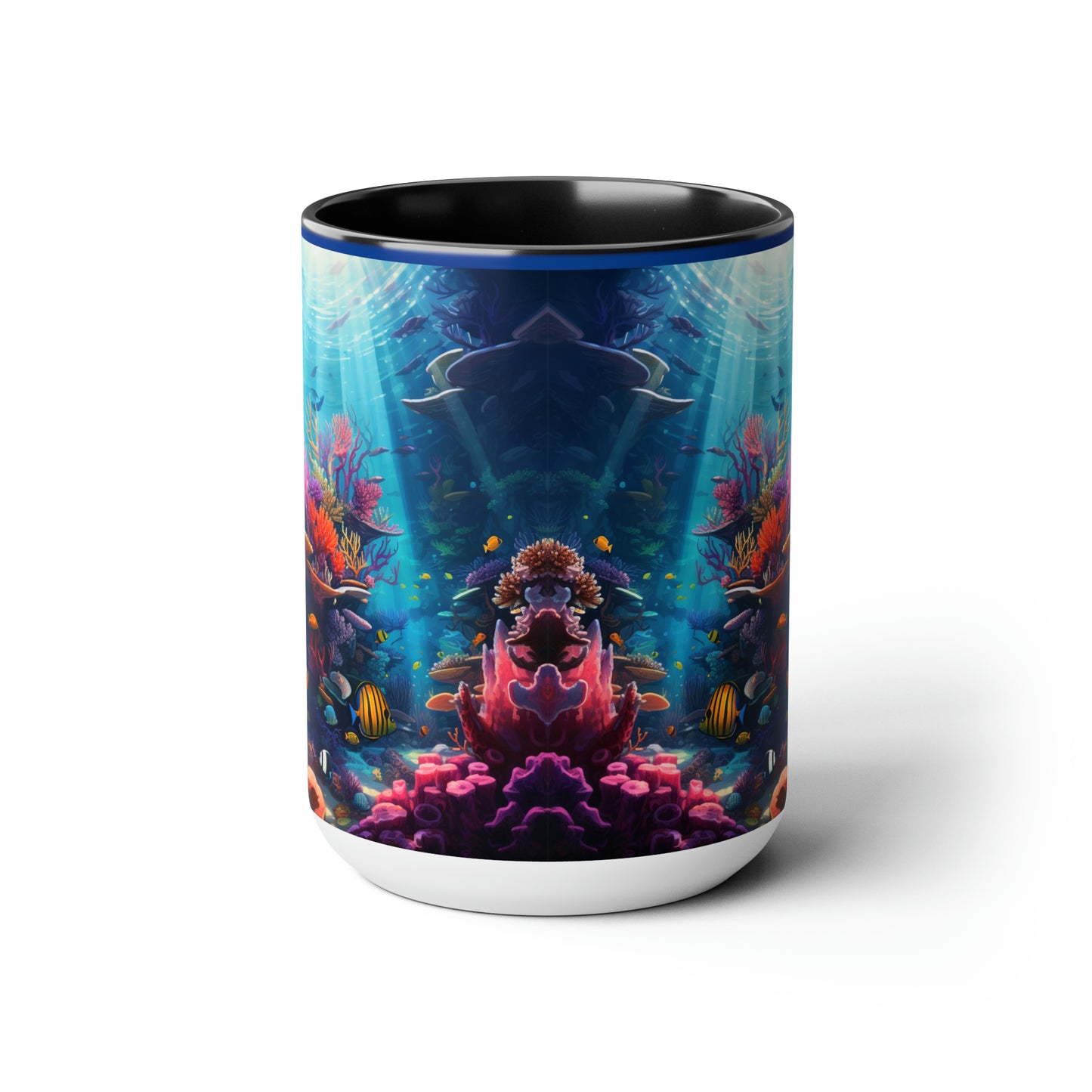 Oceanic Serenity: Deep Sea Delights Two-Tone Coffee Mugs, 15oz