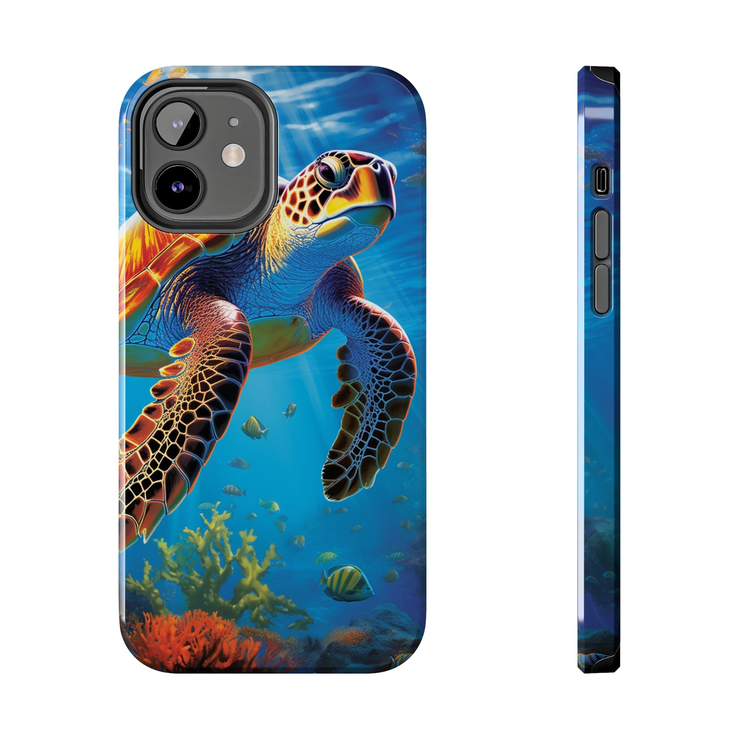 Serene Depths: A Majestic Sea Turtle Journey - Tough iPhone Cases