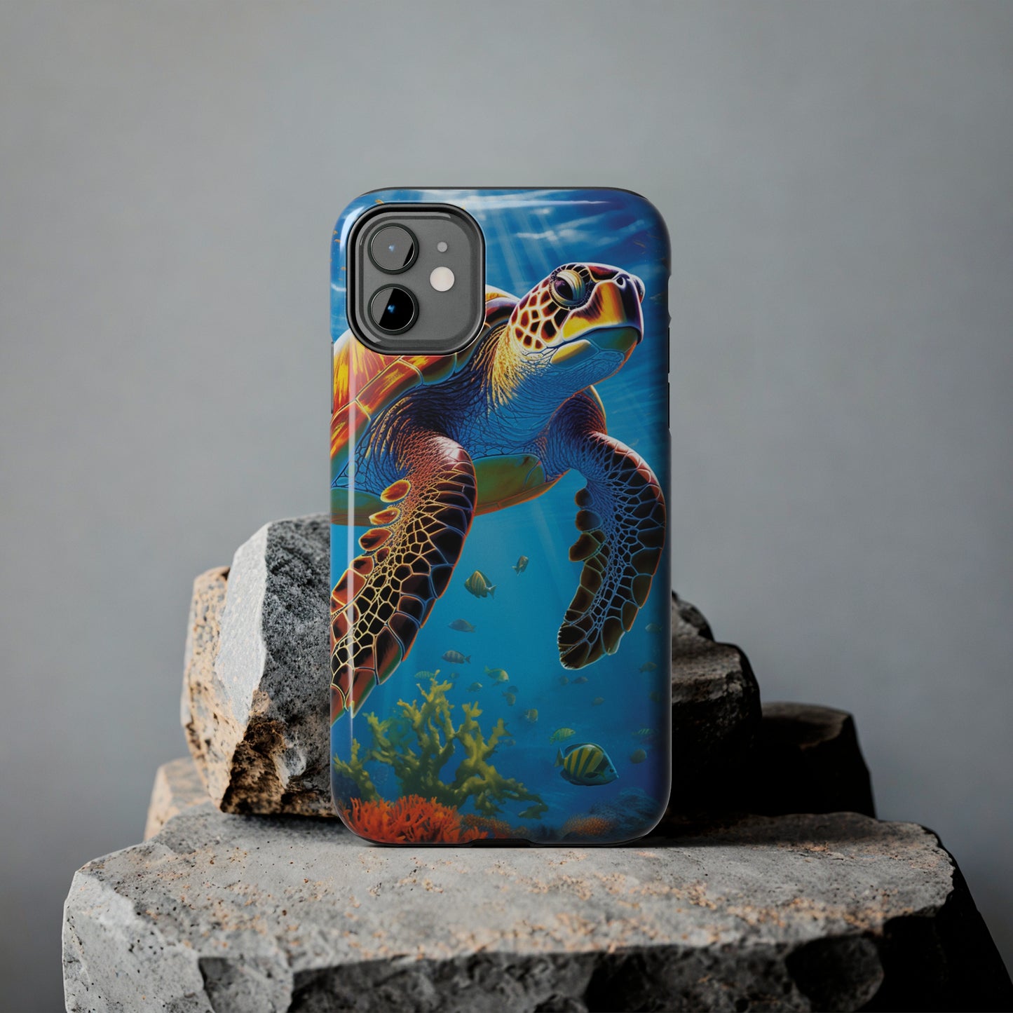 Serene Depths: A Majestic Sea Turtle Journey - Tough iPhone Cases