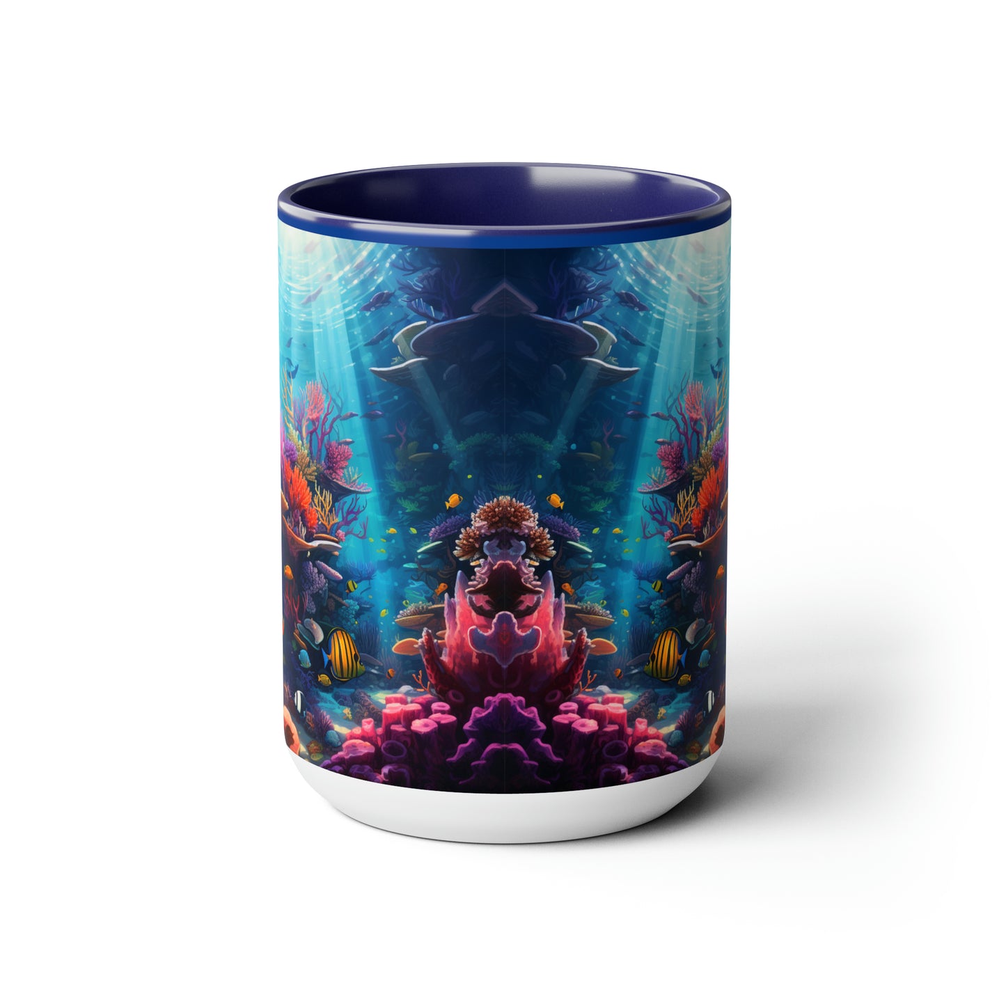 Oceanic Serenity: Deep Sea Delights Two-Tone Coffee Mugs, 15oz