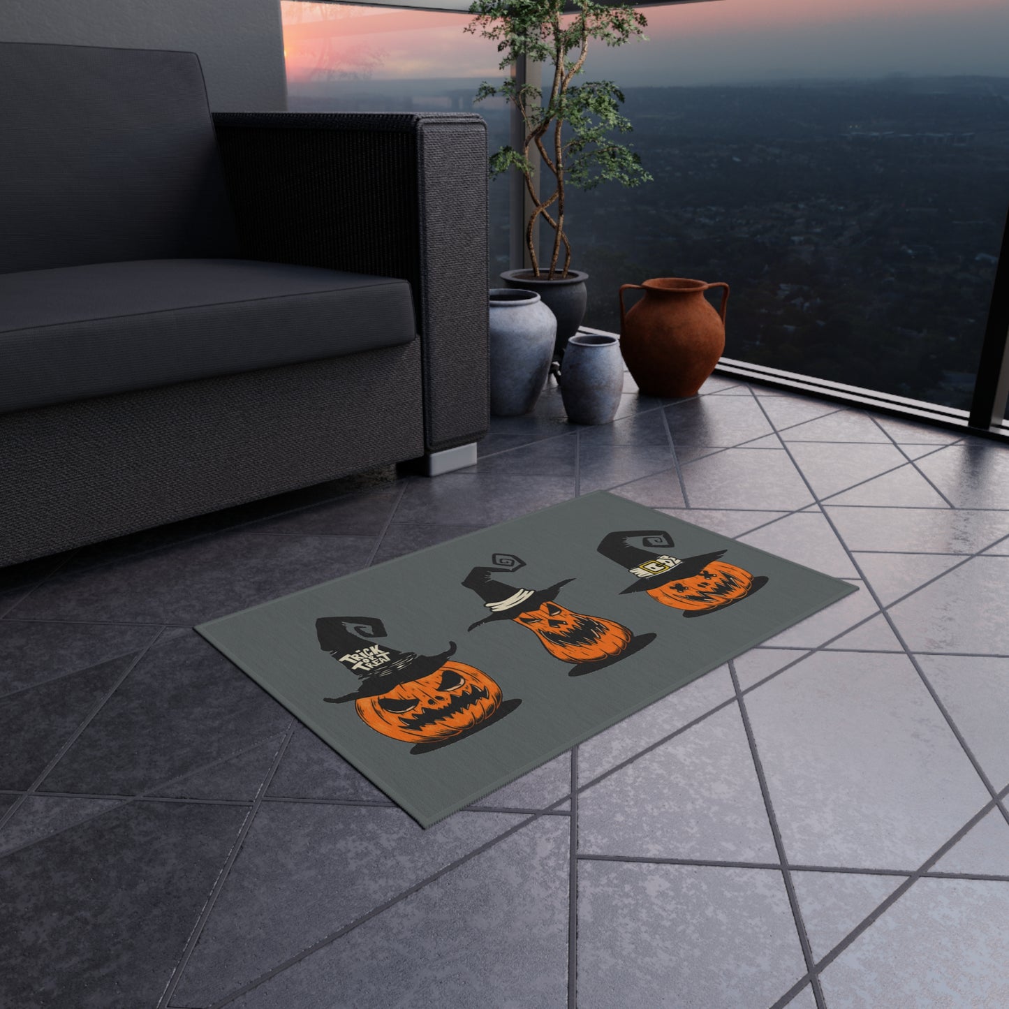 Spooky Pumpkin Trio Outdoor Rug