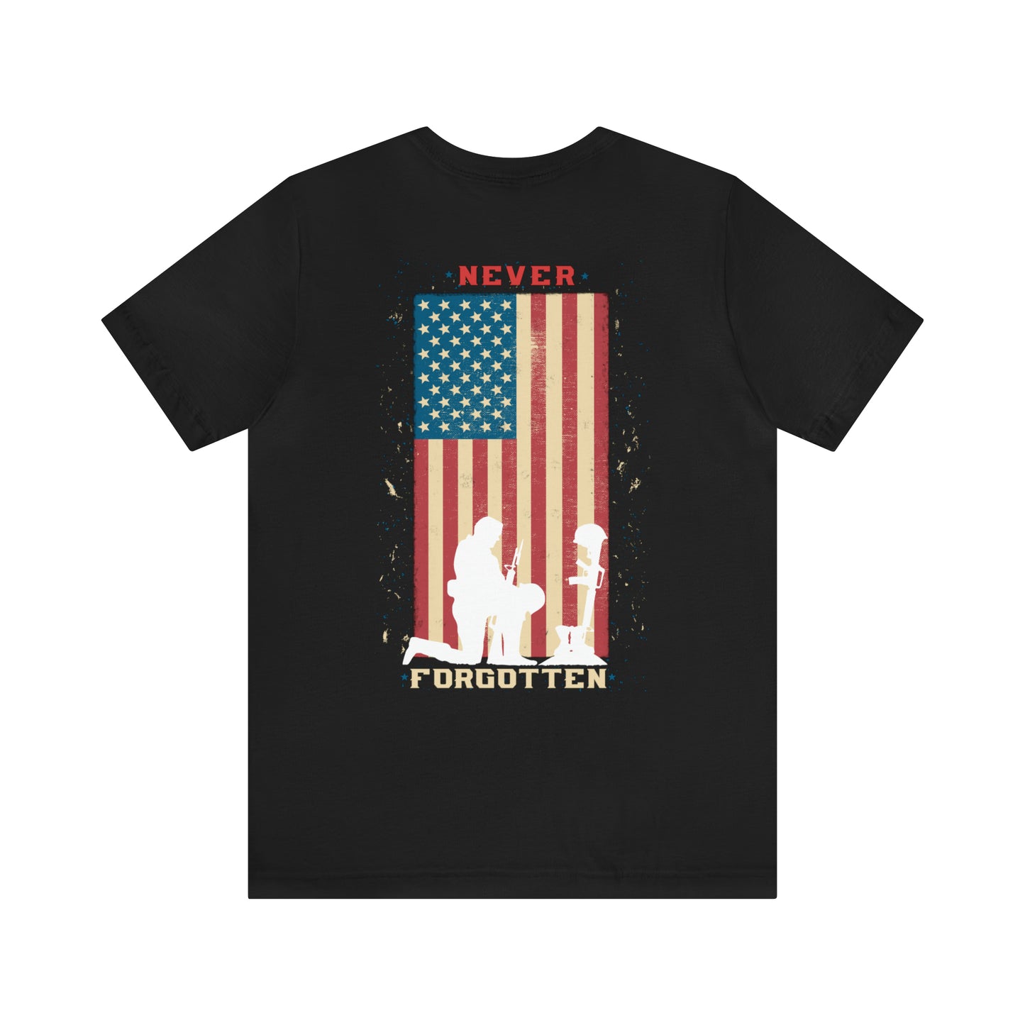 Unisex Jersey Short Sleeve Tee American Flag Memorial Day Honoring Heroes