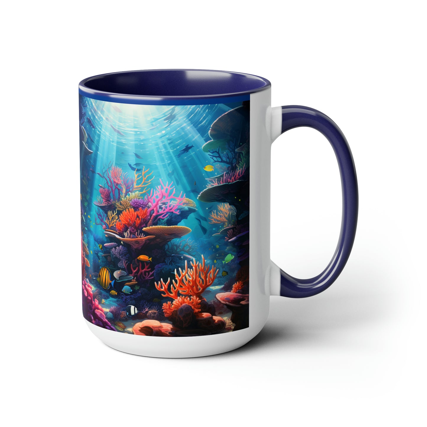 Oceanic Serenity: Deep Sea Delights Two-Tone Coffee Mugs, 15oz