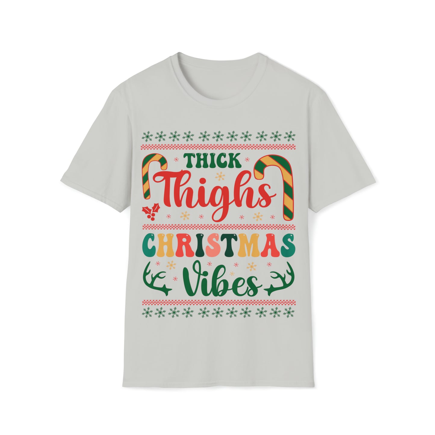 Thick Thighs Christmas Vibes Unisex Softstyle T-Shirt