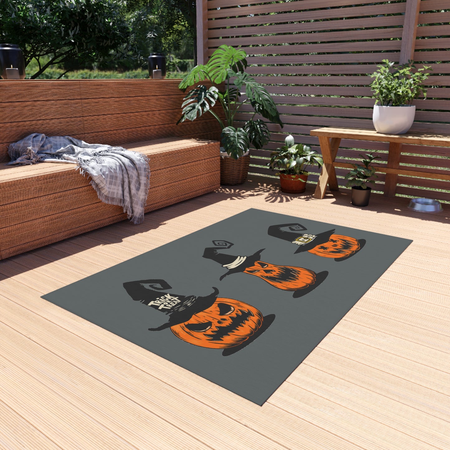 Spooky Pumpkin Trio Outdoor Rug