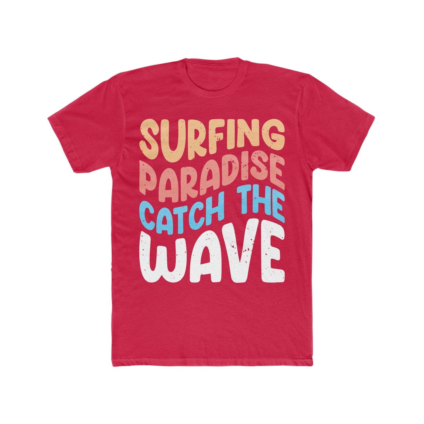 Surfing Paradise Catching Wave Men's Cotton Crew Tee