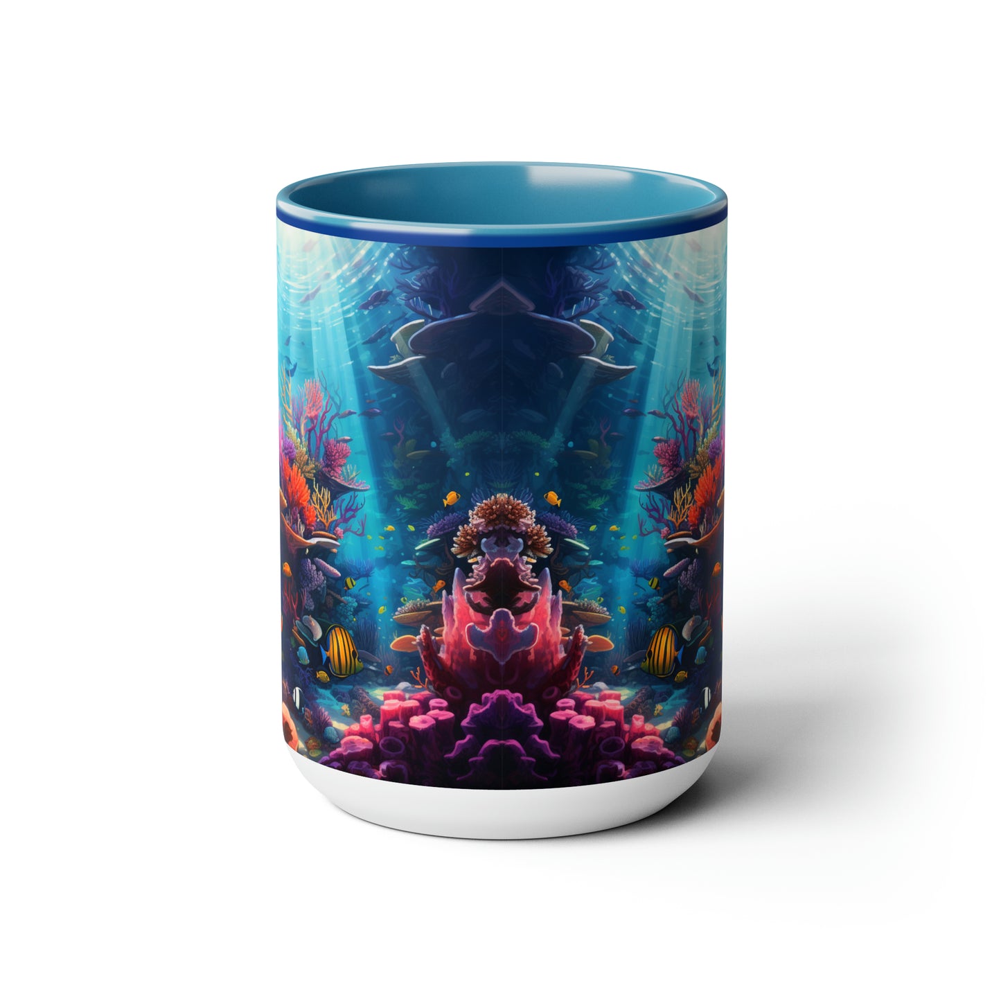 Oceanic Serenity: Deep Sea Delights Two-Tone Coffee Mugs, 15oz