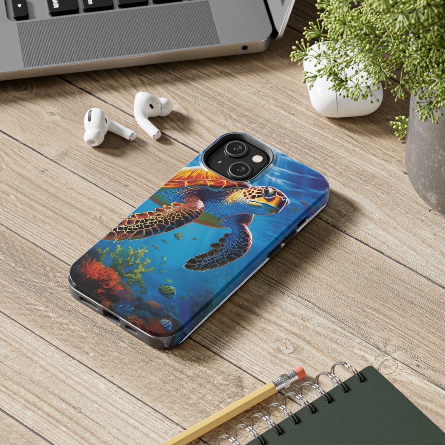 Serene Depths: A Majestic Sea Turtle Journey - Tough iPhone Cases