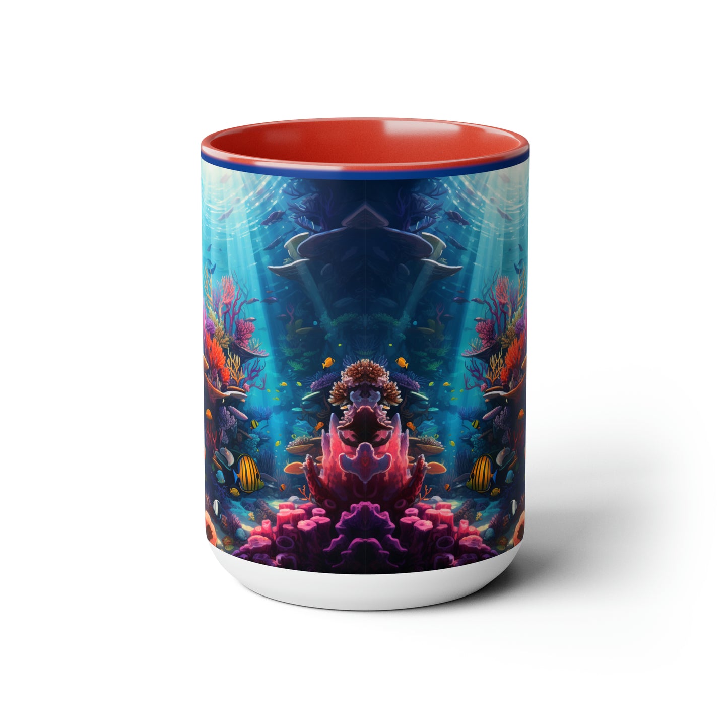 Oceanic Serenity: Deep Sea Delights Two-Tone Coffee Mugs, 15oz