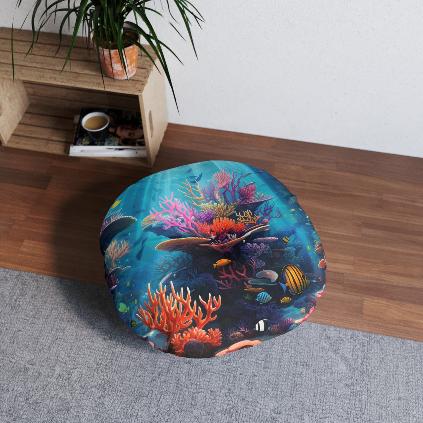 Oceanic Serenity: Deep Sea Delights  Tufted Floor Pillow, Round