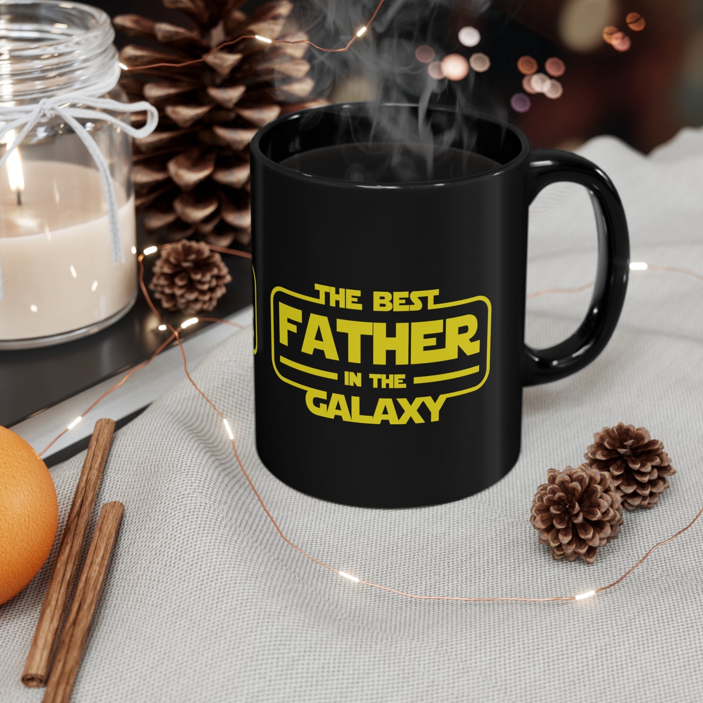 FATHER'S DAY BEST father in the galaxy gift present 11oz Black Mug