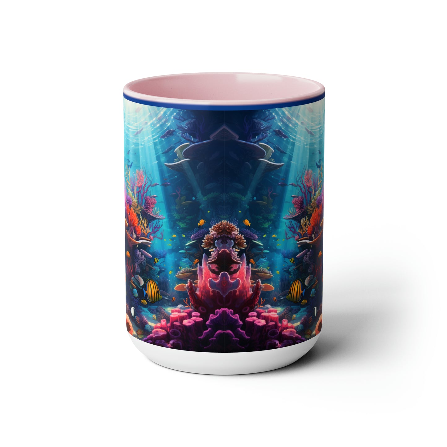 Oceanic Serenity: Deep Sea Delights Two-Tone Coffee Mugs, 15oz