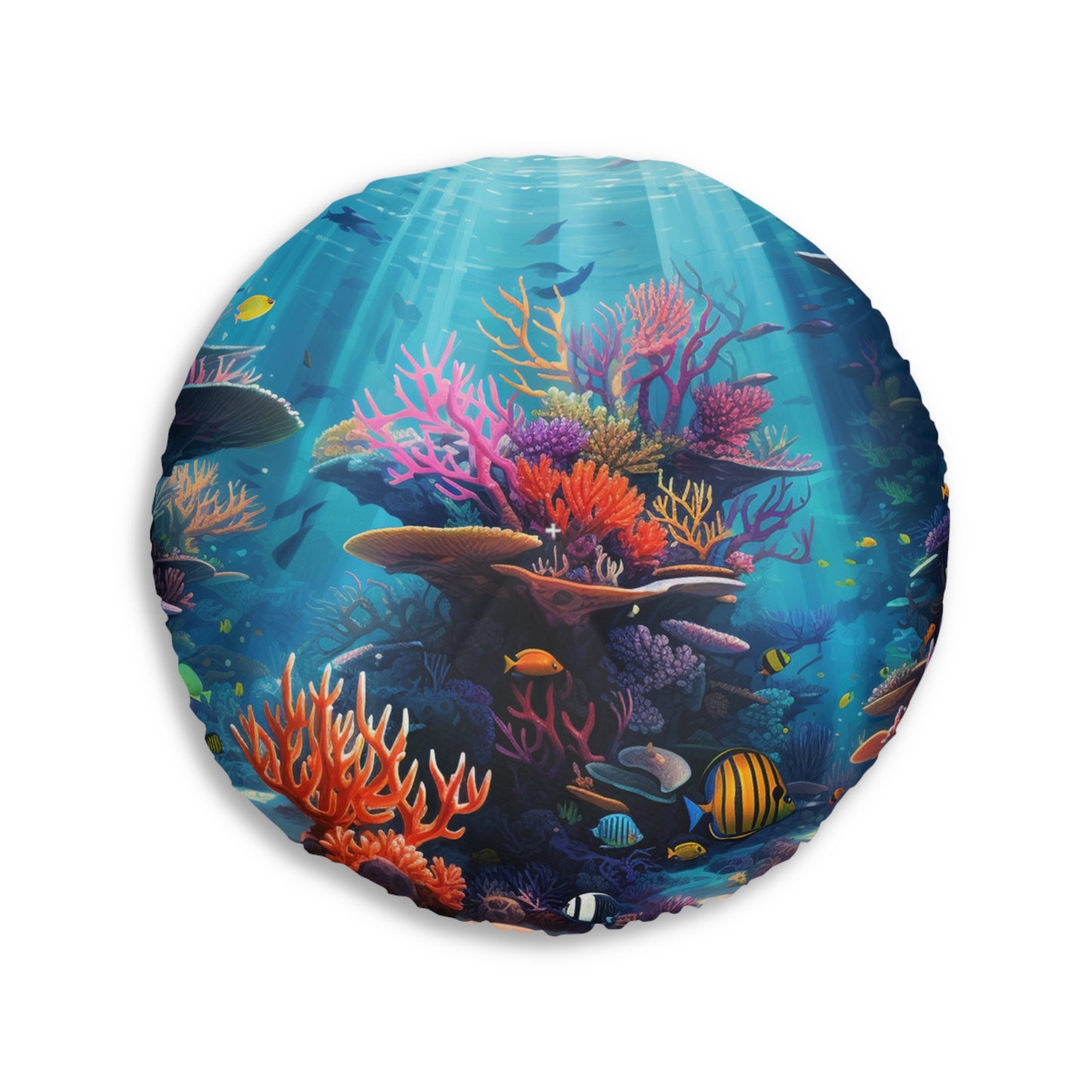 Oceanic Serenity: Deep Sea Delights  Tufted Floor Pillow, Round