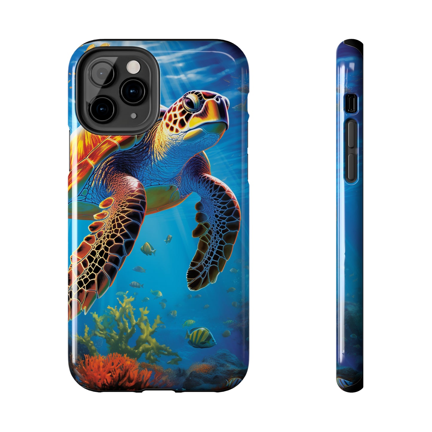 Serene Depths: A Majestic Sea Turtle Journey - Tough iPhone Cases