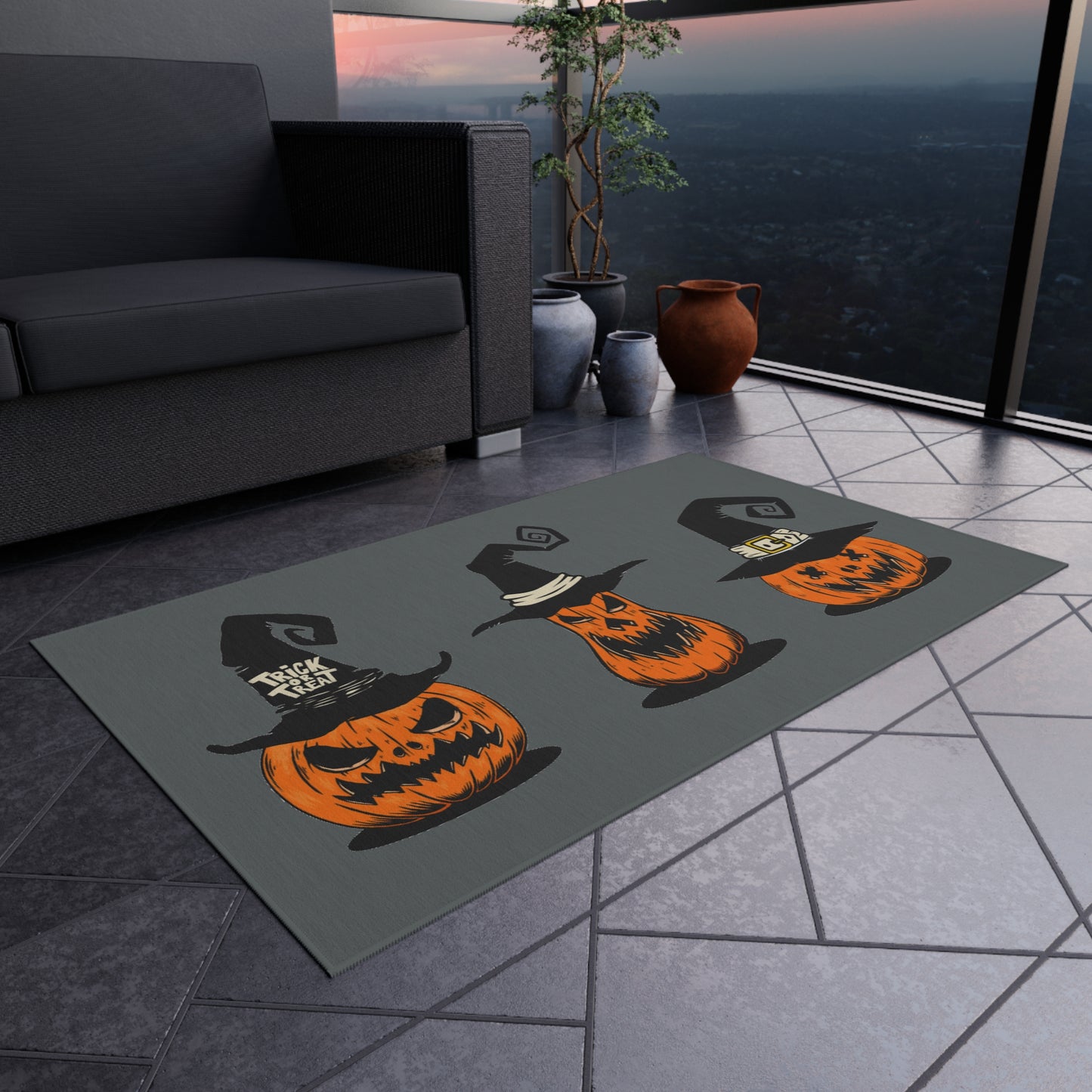 Spooky Pumpkin Trio Outdoor Rug