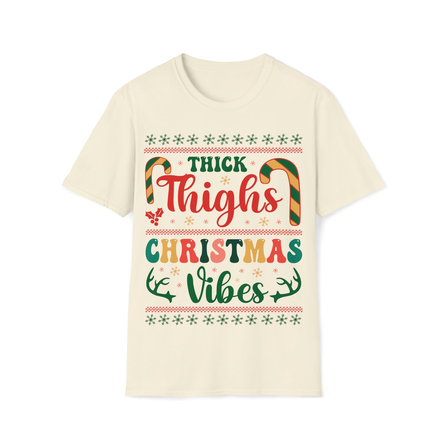 Thick Thighs Christmas Vibes Unisex Softstyle T-Shirt