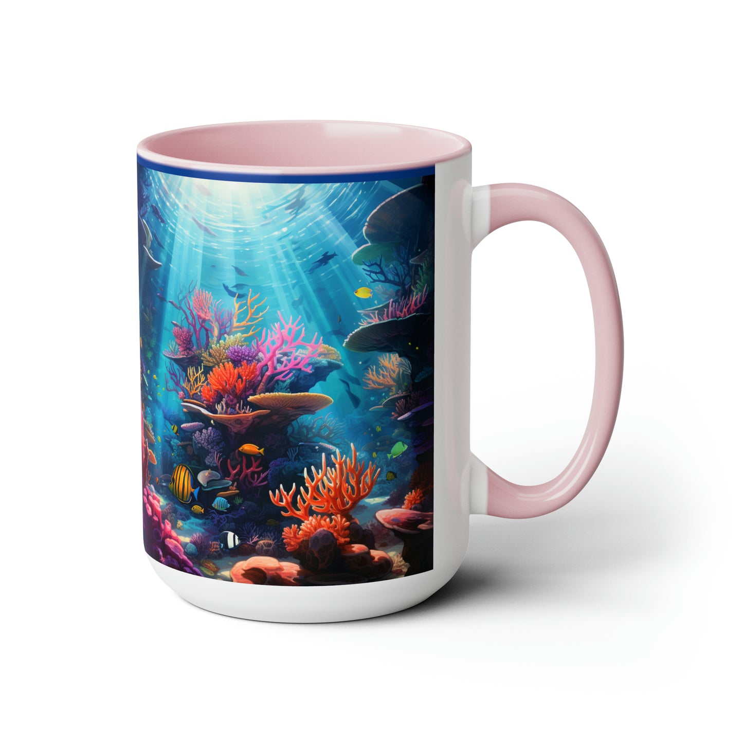 Oceanic Serenity: Deep Sea Delights Two-Tone Coffee Mugs, 15oz