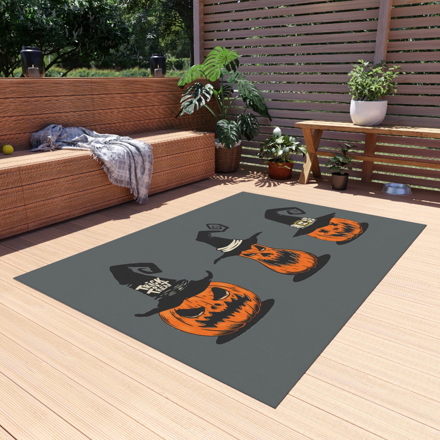 Spooky Pumpkin Trio Outdoor Rug