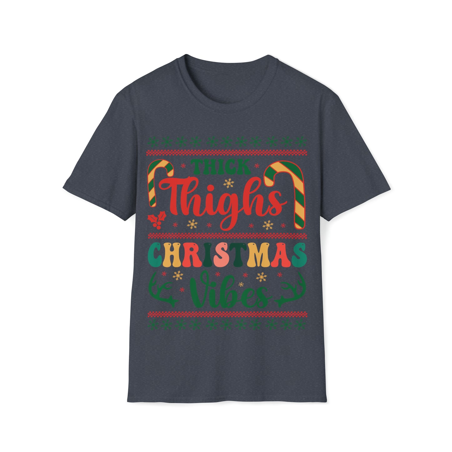 Thick Thighs Christmas Vibes Unisex Softstyle T-Shirt