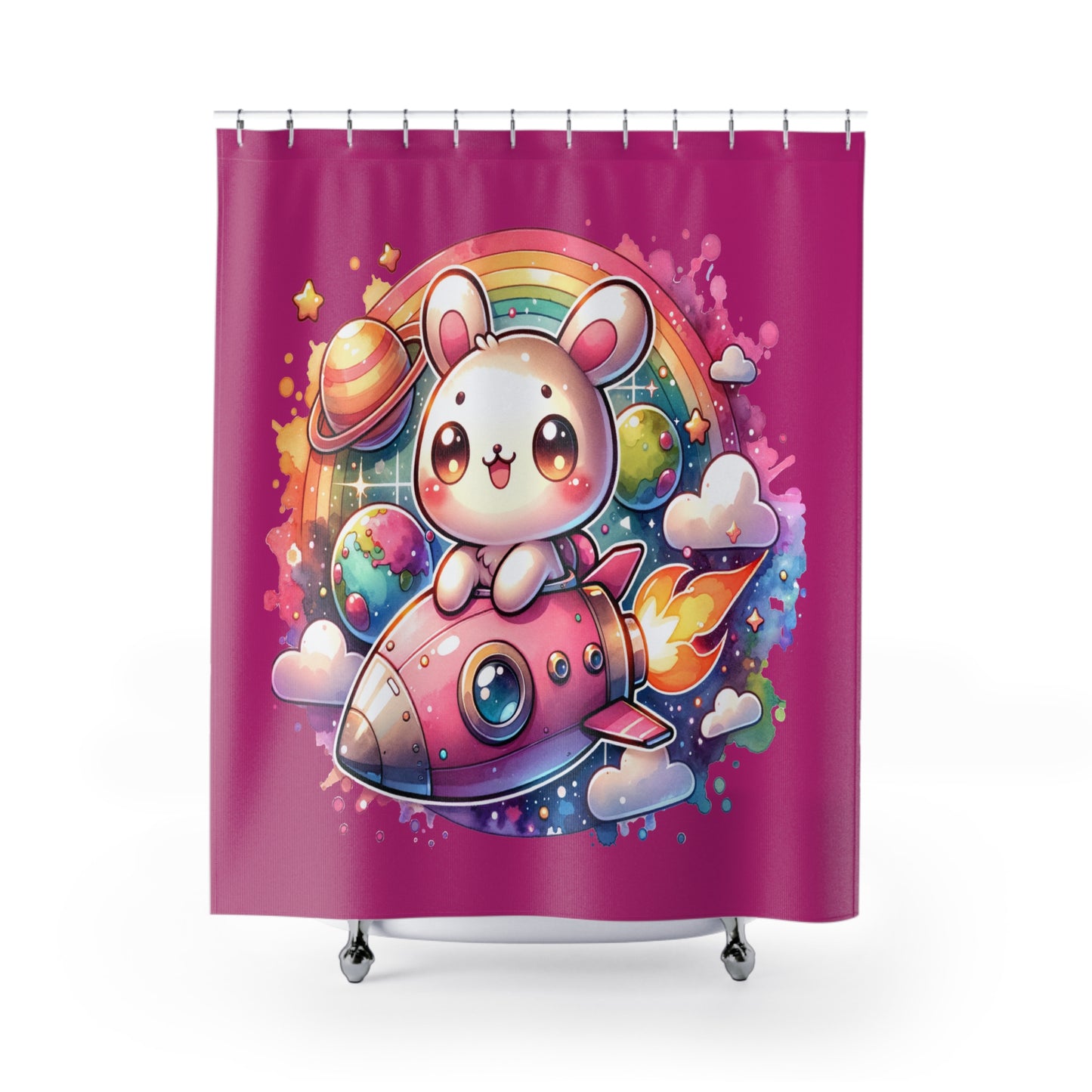 Space Bunny Shower Curtains