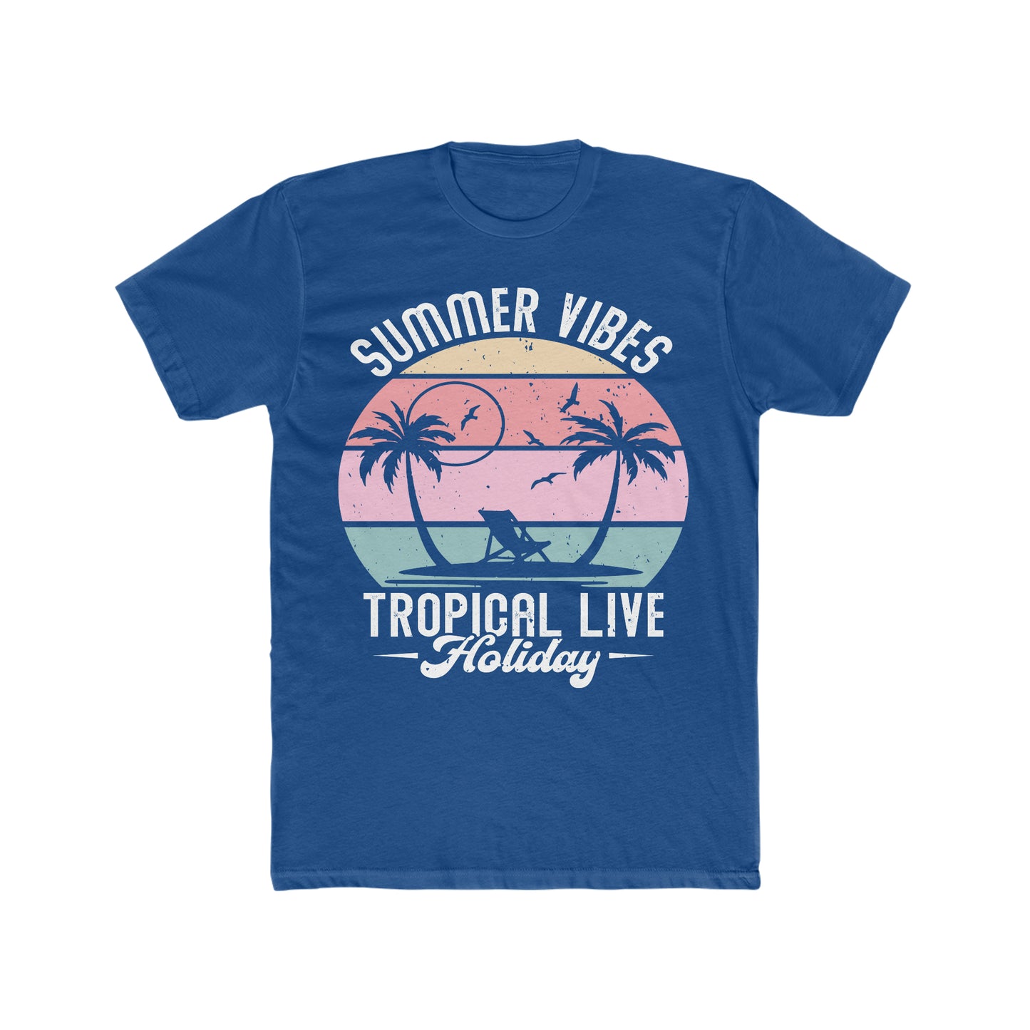 Summer Vibes Vintage Beach Men's Cotton Crew Tee