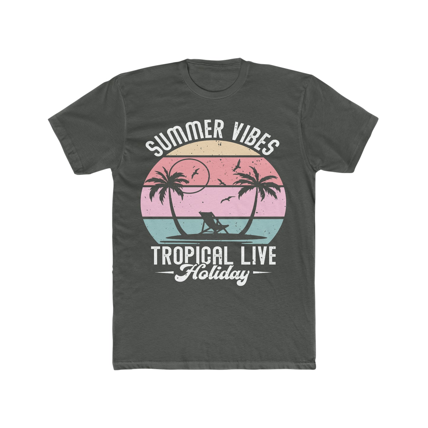 Summer Vibes Vintage Beach Men's Cotton Crew Tee