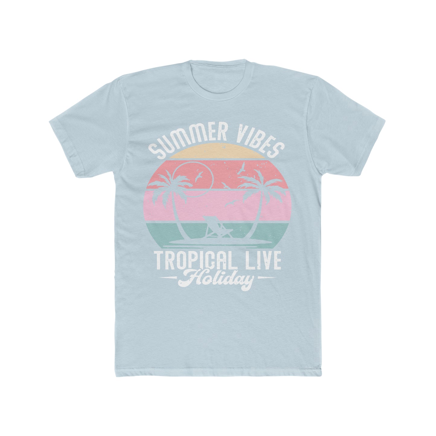 Summer Vibes Vintage Beach Men's Cotton Crew Tee