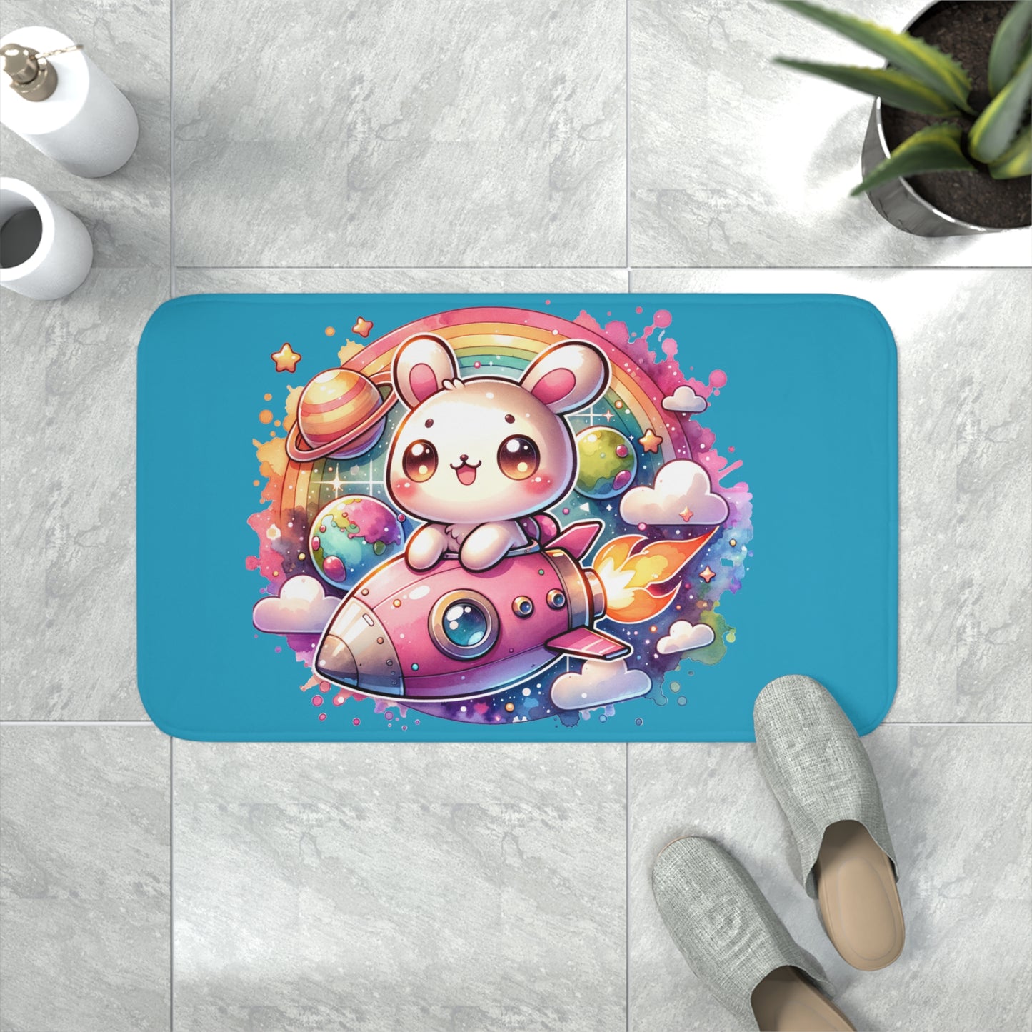 Space Bunny Memory Foam Bath Mat