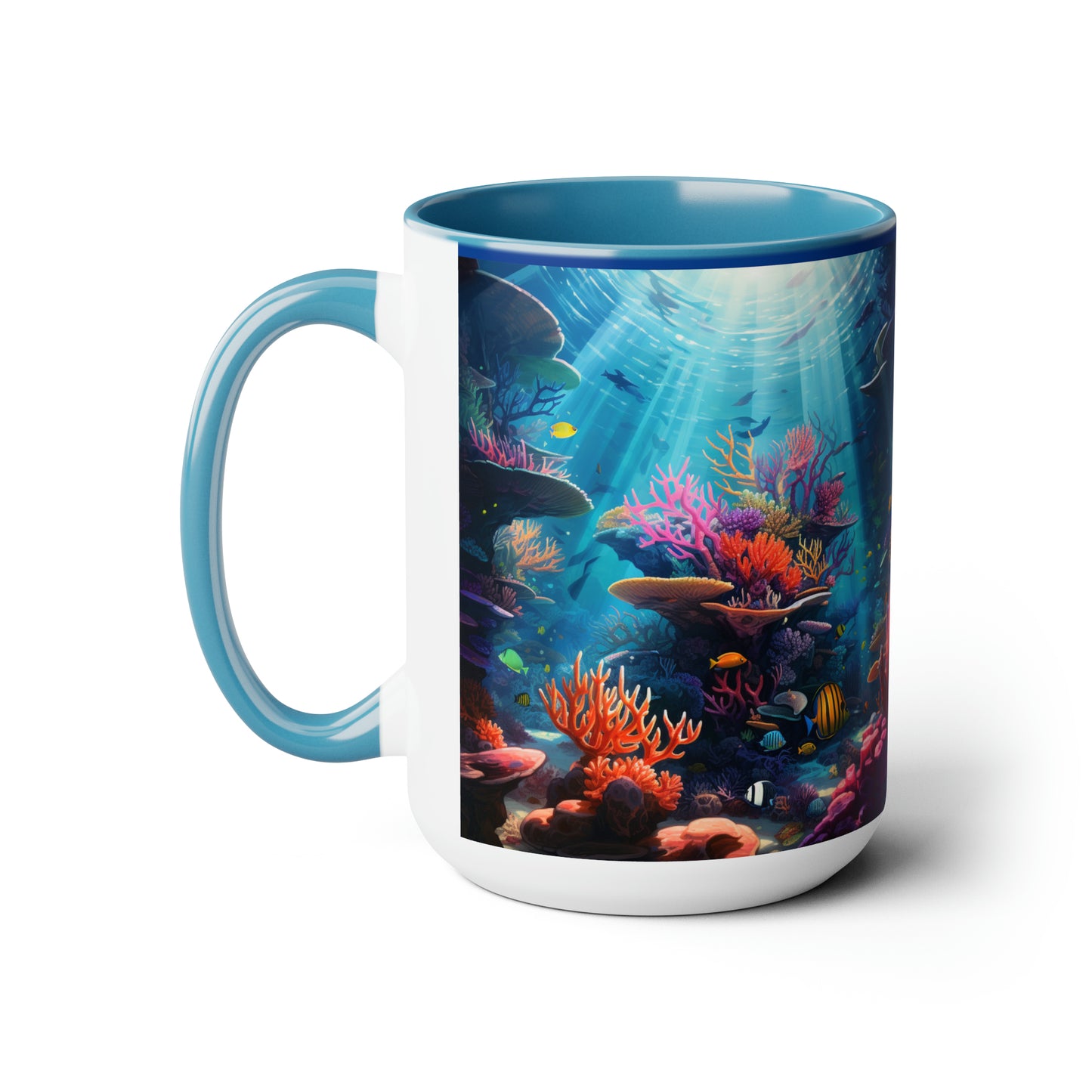 Oceanic Serenity: Deep Sea Delights Two-Tone Coffee Mugs, 15oz