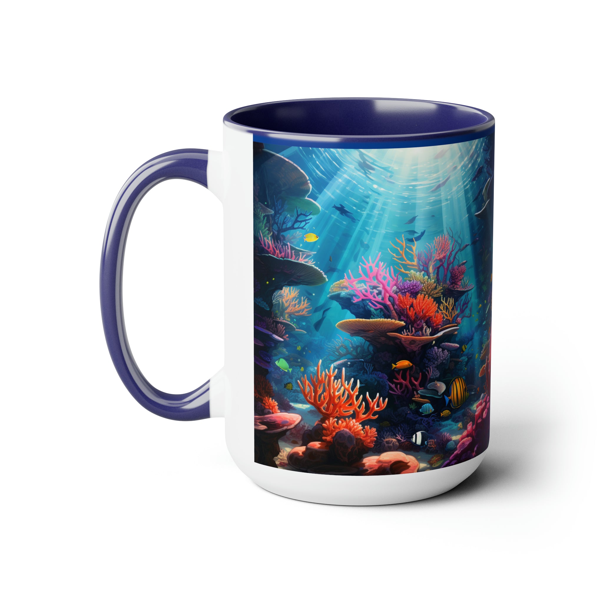 Oceanic Serenity: Deep Sea Delights Two-Tone Coffee Mugs, 15oz