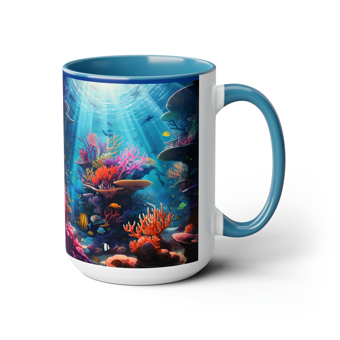 Oceanic Serenity: Deep Sea Delights Two-Tone Coffee Mugs, 15oz