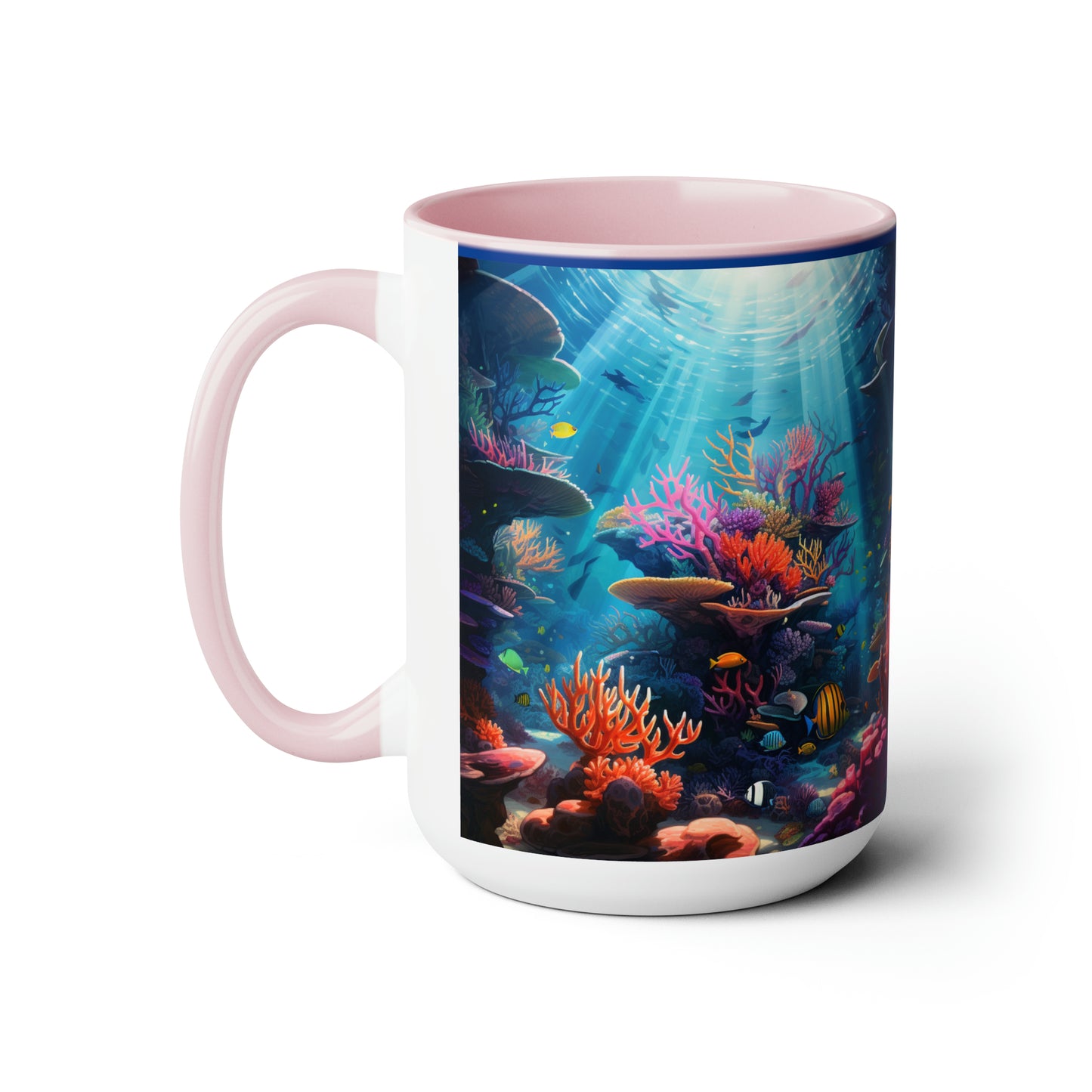 Oceanic Serenity: Deep Sea Delights Two-Tone Coffee Mugs, 15oz