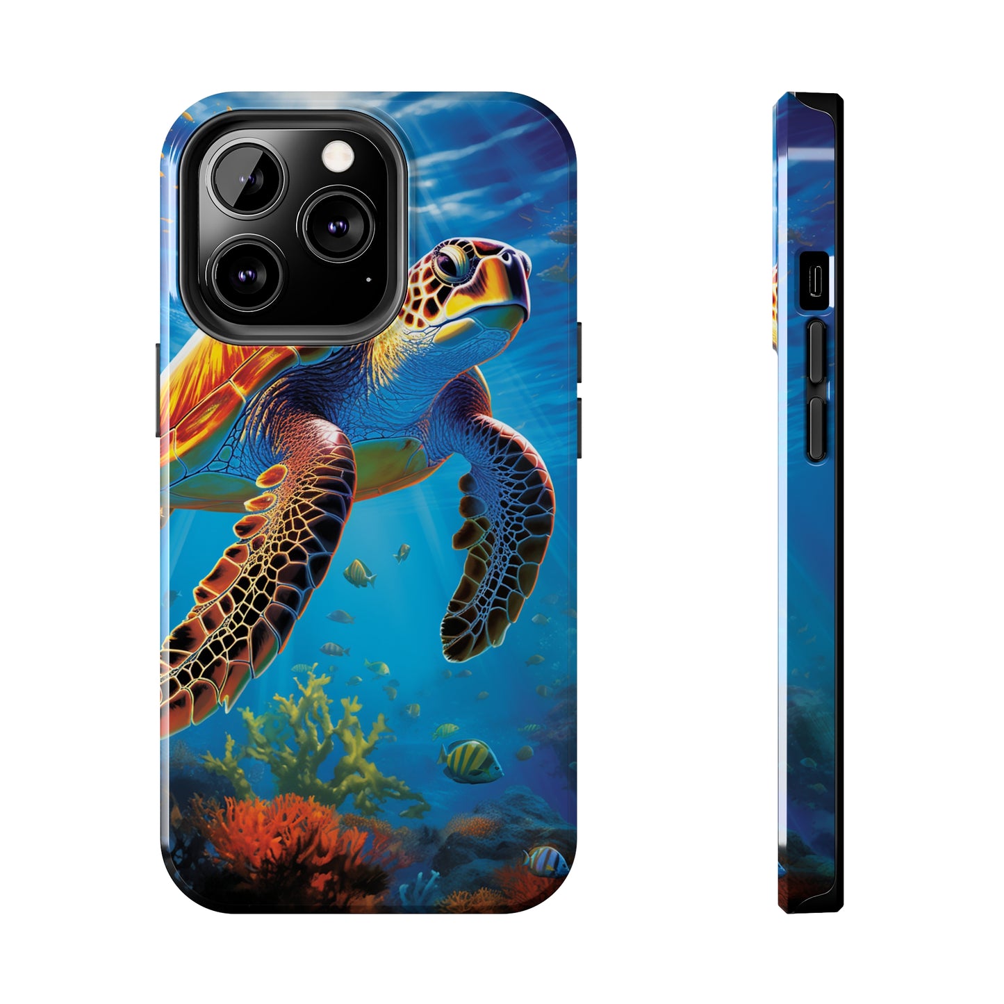 Serene Depths: A Majestic Sea Turtle Journey - Tough iPhone Cases