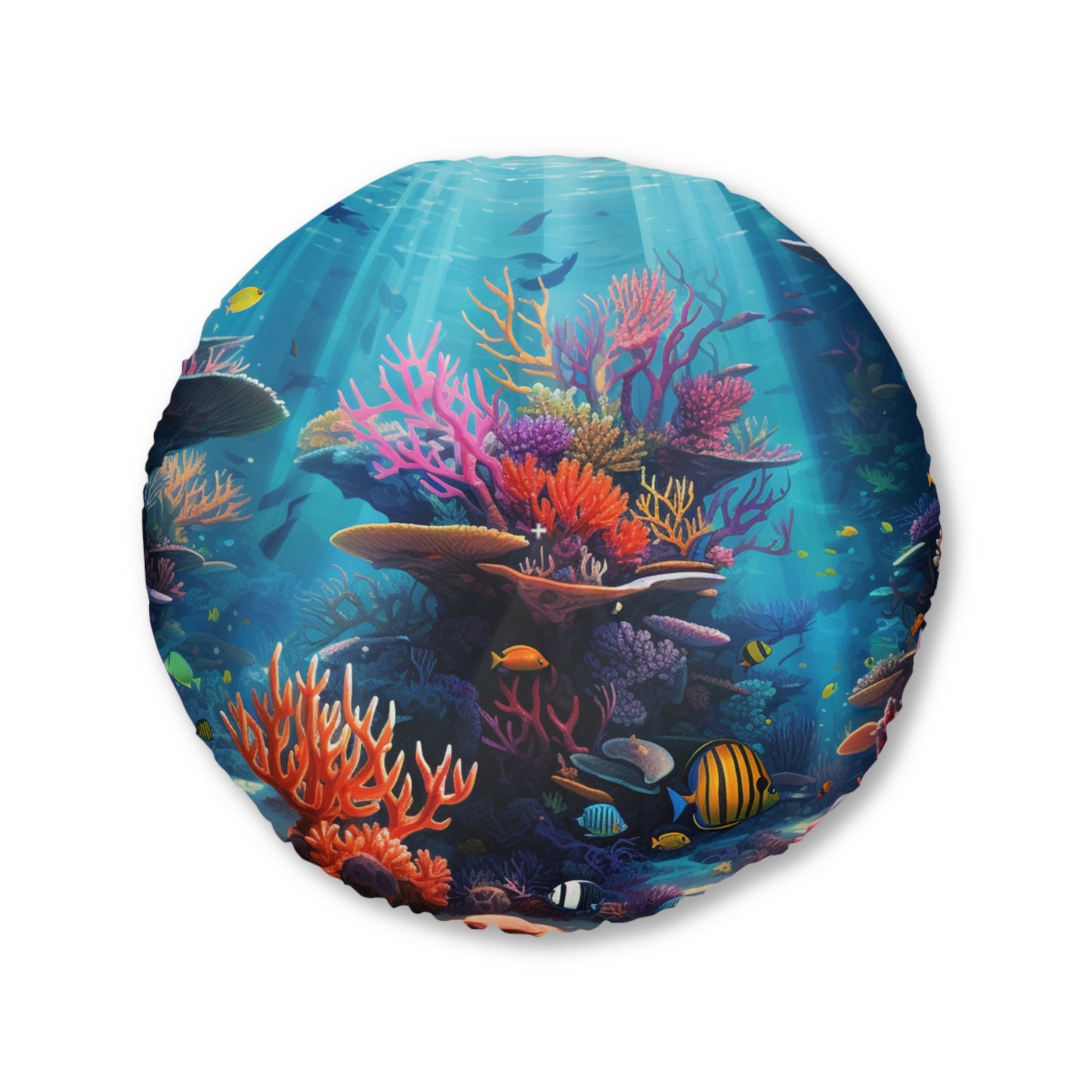 Oceanic Serenity: Deep Sea Delights  Tufted Floor Pillow, Round