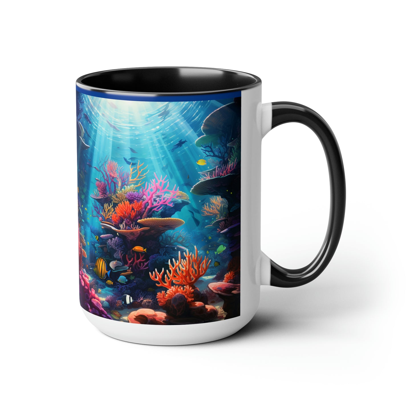 Oceanic Serenity: Deep Sea Delights Two-Tone Coffee Mugs, 15oz