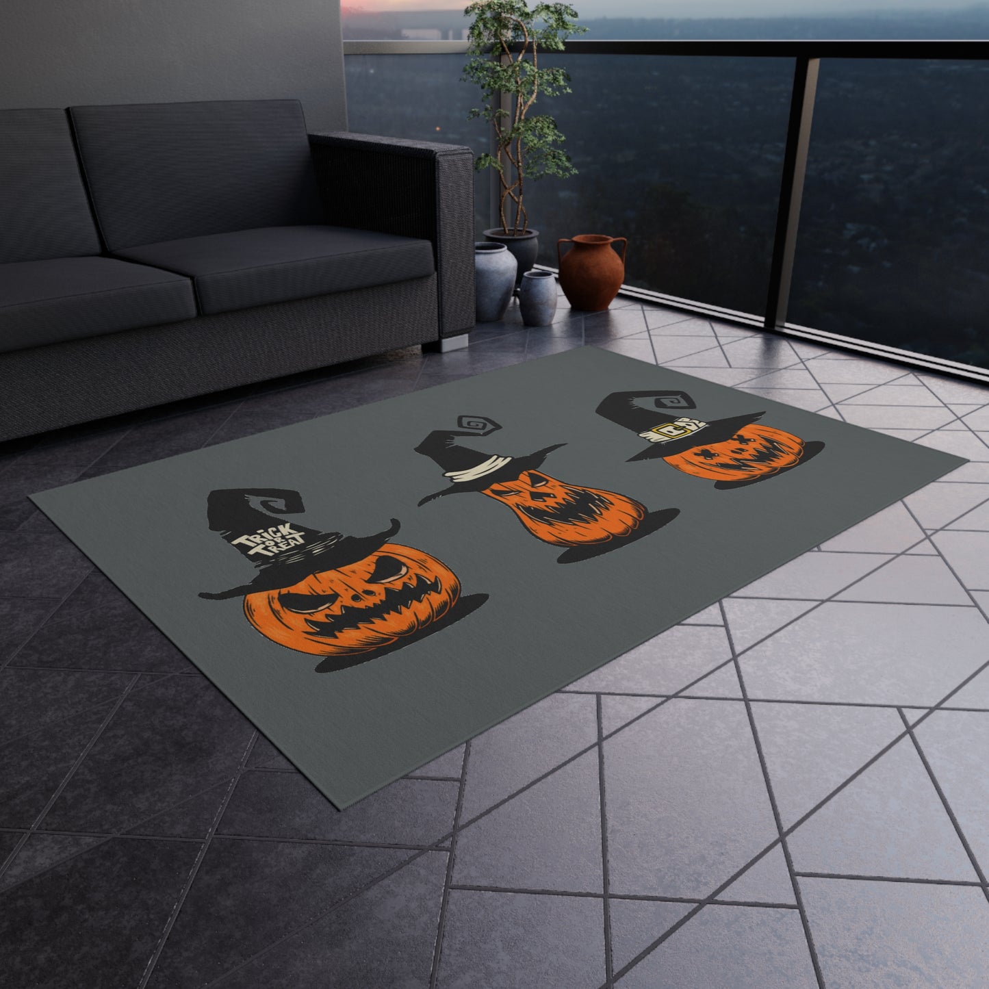 Spooky Pumpkin Trio Outdoor Rug