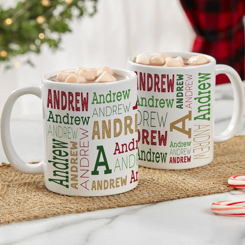 Christmas Repeating Name Personalized Coffee Mug