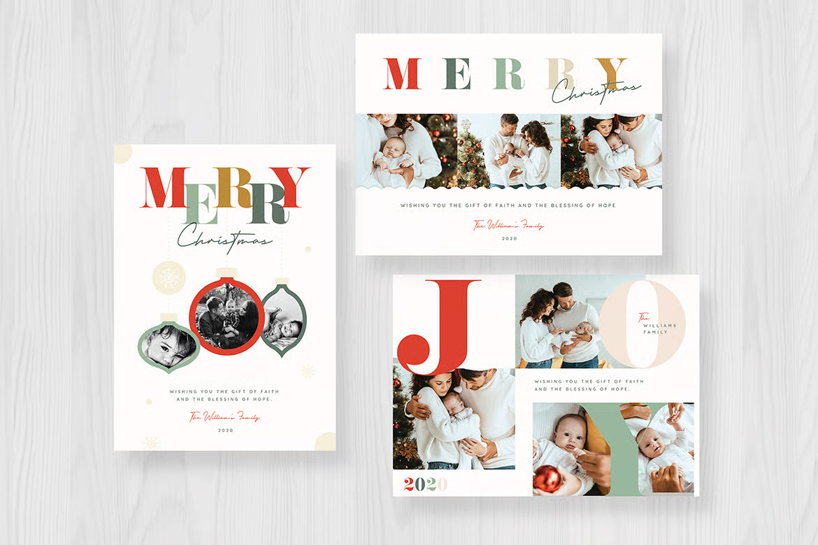 Colourful Typography Christmas Standard Postcard 4x6
