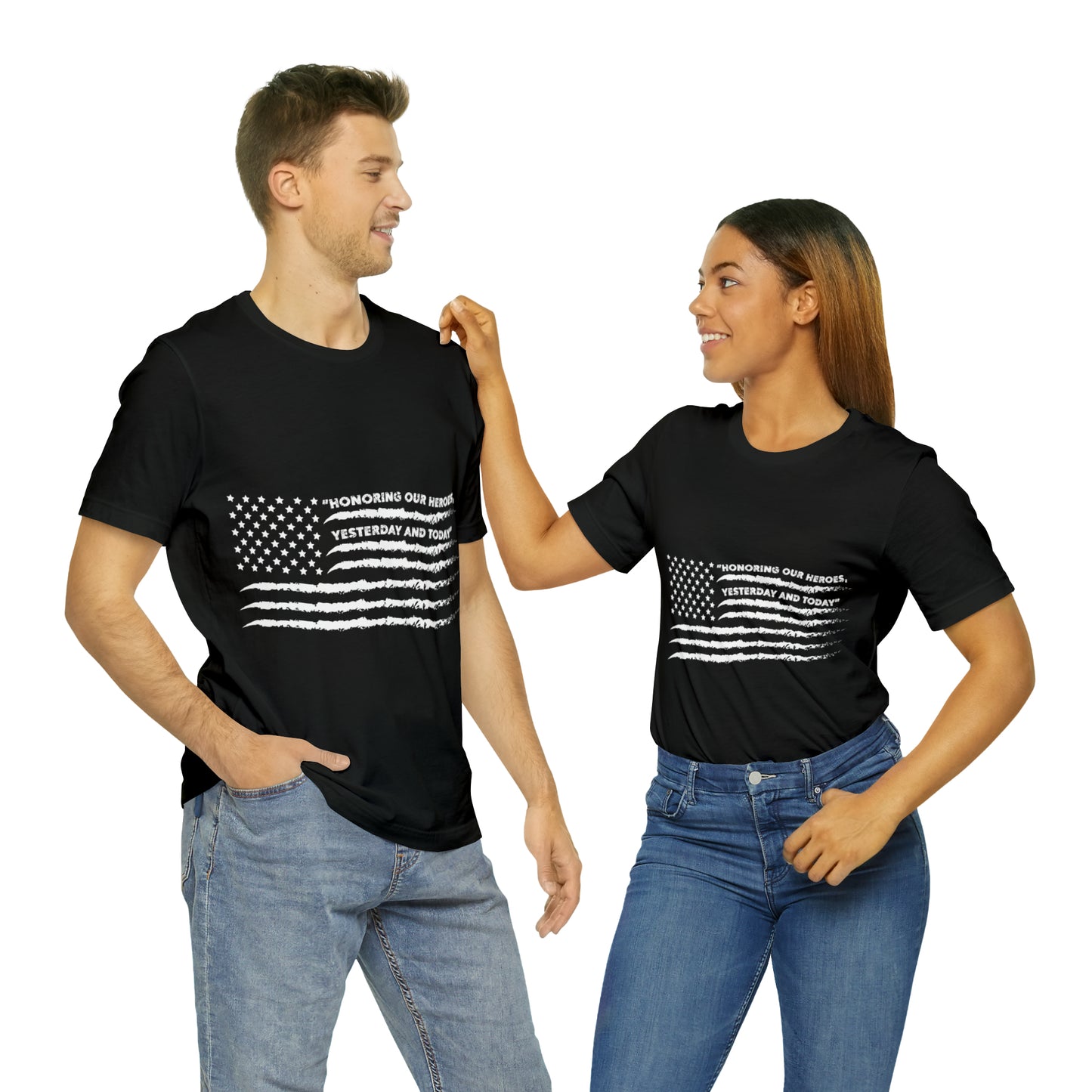 Unisex Jersey Short Sleeve Tee American Flag Memorial Day Honoring American Heroes