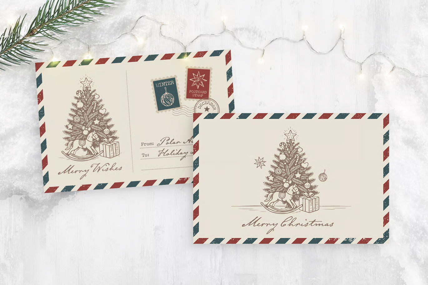 Christmas Vintage Airmail Postcard 4x6