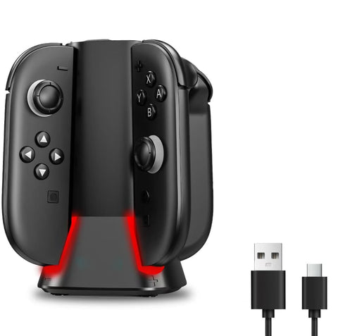 Charging Dock for 2025 Nintendo Switch 2 JoyCon Controllers, 4-Slot Charger Station for Switch 2 Joy-Con Controllers, Magnetic & Weighted Base, LED Indicators, with USB-C Cable