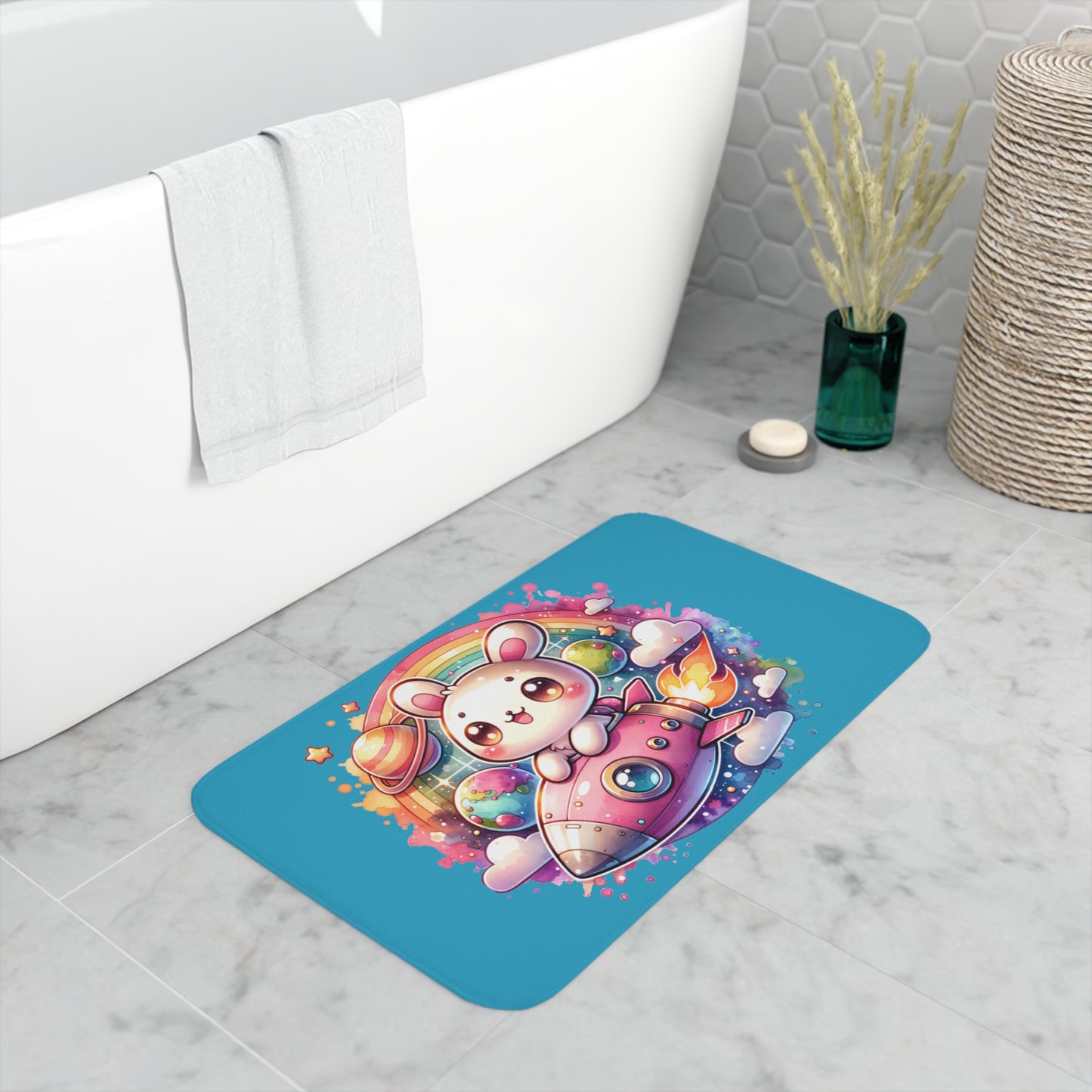 Space Bunny Memory Foam Bath Mat