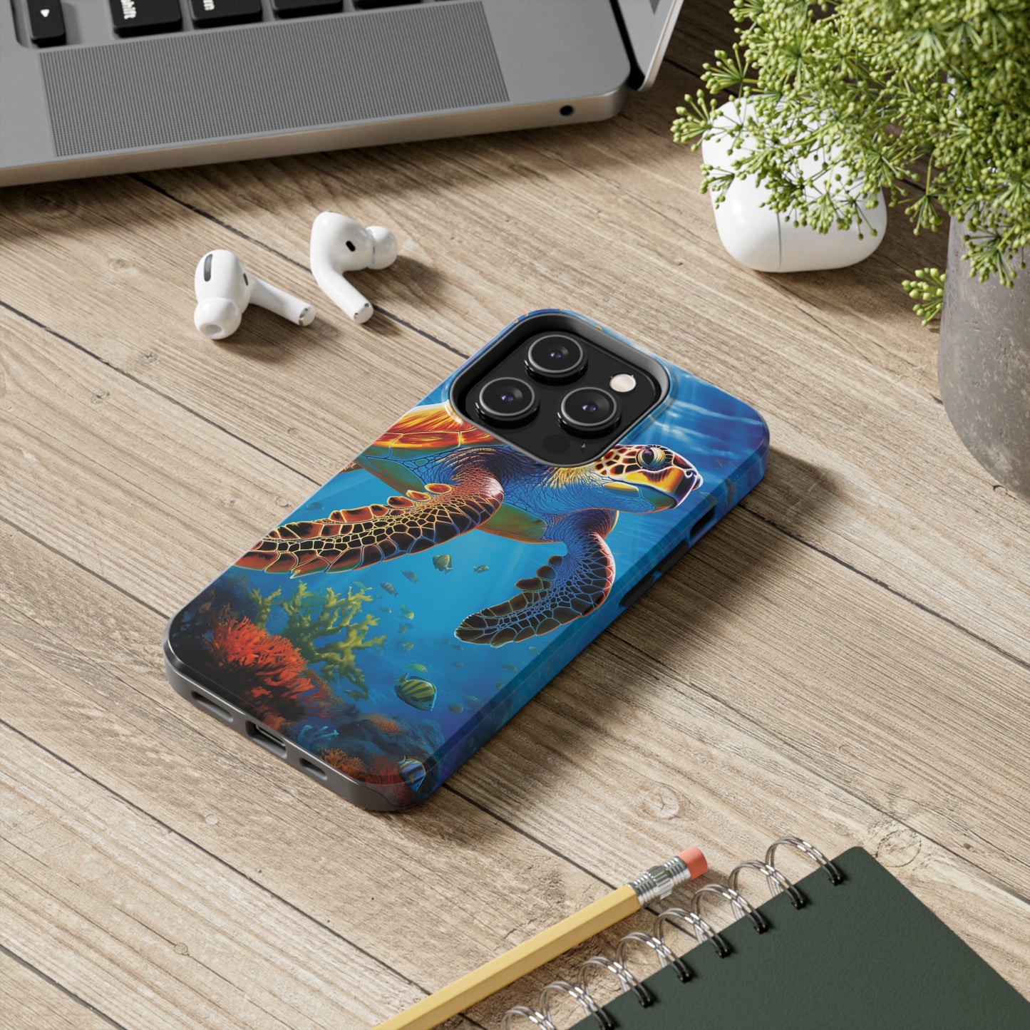 Serene Depths: A Majestic Sea Turtle Journey - Tough iPhone Cases