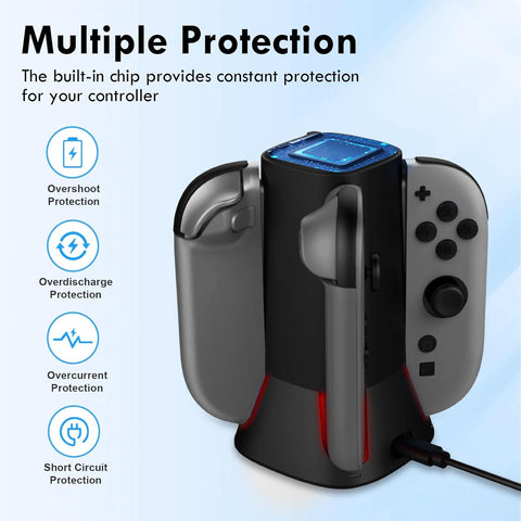 Charging Dock for 2025 Nintendo Switch 2 JoyCon Controllers, 4-Slot Charger Station for Switch 2 Joy-Con Controllers, Magnetic & Weighted Base, LED Indicators, with USB-C Cable