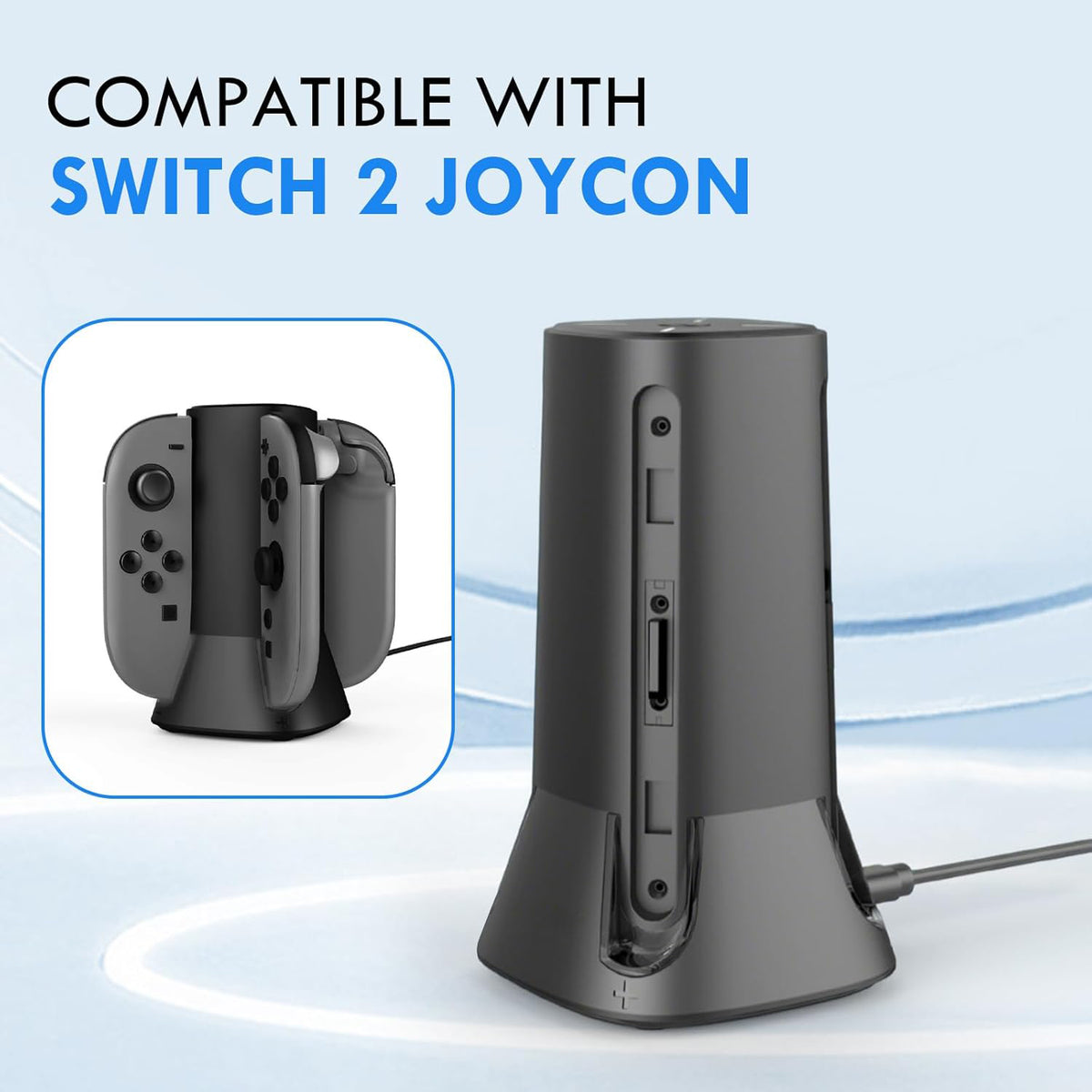 Charging Dock for 2025 Nintendo Switch 2 JoyCon Controllers, 4-Slot Charger Station for Switch 2 Joy-Con Controllers, Magnetic & Weighted Base, LED Indicators, with USB-C Cable